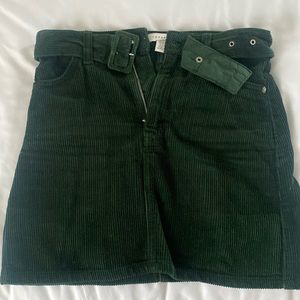 Topshop green corduroy mini skirt